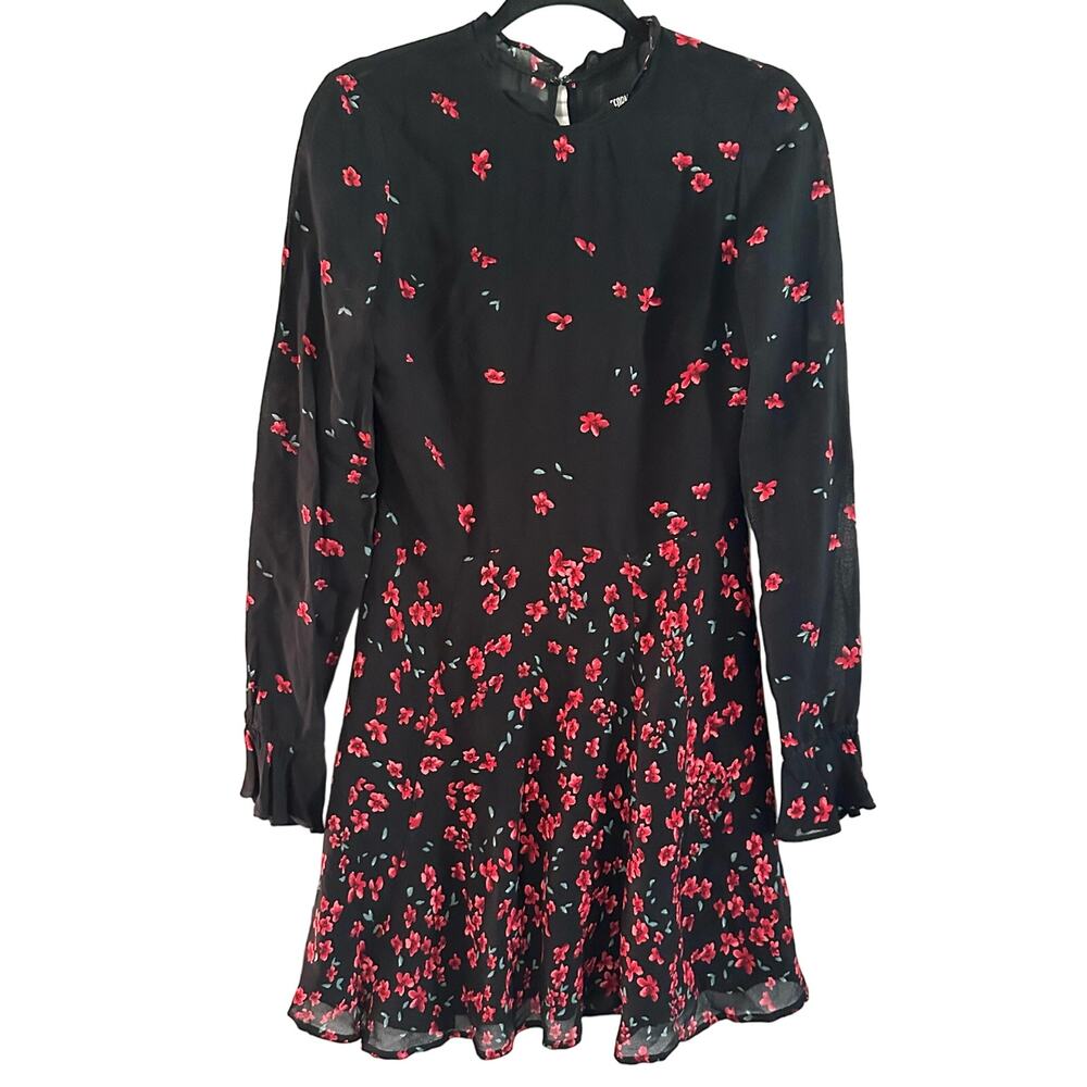 REFORMATION Lia Black Red Floral Mini Dress - Sz 4